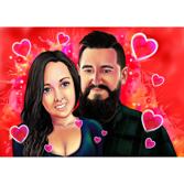 Valentines Caricature with Red Background