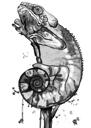Graustufen-Reptilien-Portrait