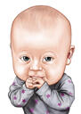 Newborn Baby Caricature in Colored Style Hand Drawn from Photos