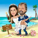 Retrato de desenho animado de casamento personalizado