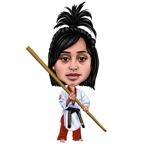 Dibujos animados personalizados de artes marciales femeninas