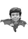 Caricature personnalisée d'un enfant volant de super-héros