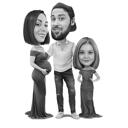Pregnancy Announcement - Family Caricature with Pregnant Mommy