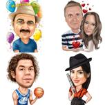 Any Theme Caricature from Photos in Colored Style