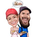 Funny Cooking Couple Caricature