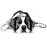 Grafit Berner Sennenhund porträtt i akvarell stil