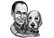 Dog with Owner Portrait from Photos in Black and White