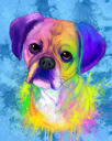 Akvarelová kresba psa: portrét domácího mazlíčka na modrém pozadí