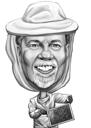 Funny Professions Caricature Drawing in Black and White Style