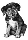 Puppy Caricature in Black and White Style