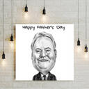 Siyah Beyaz Tuval Üzerine Özel Babalar Günü Karikatür Karikatür Portresi