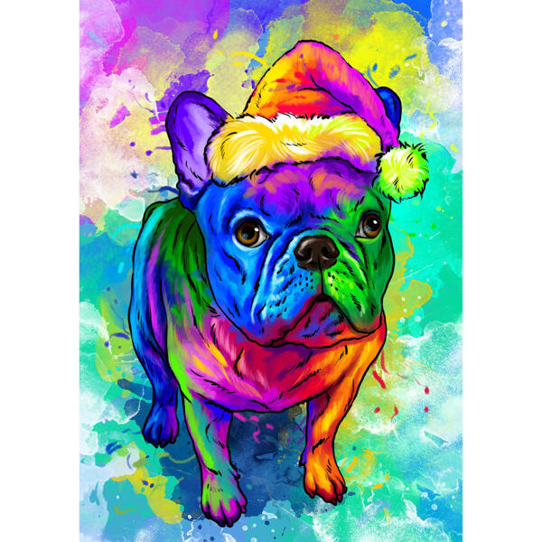 صورة كلب عيد الميلاد بالألوان المائية