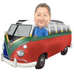 Карикатура на автобус: индивидуальный подарок водителю