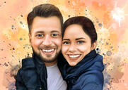 Två personer akvarell porträtt från foton