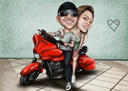 Couple+with+Cat+in+Hearted+Color+Style+Caricature+from+Photos