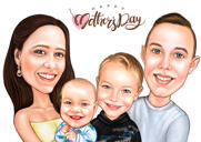 Caricatura de família para presente de dia das mães