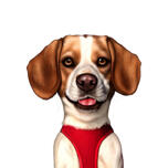Beagle tecknad porträttmålning i färgstil från foto