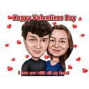 Cadeau caricature pour la Saint-Valentin avec message personnalisé