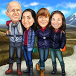 Karikatur af vandrefamilie