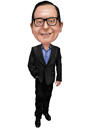 Business Person Insurance Actuary Cartoon Portrait in Full Body Colored Style from Photos