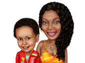 Mother and Child Caricature