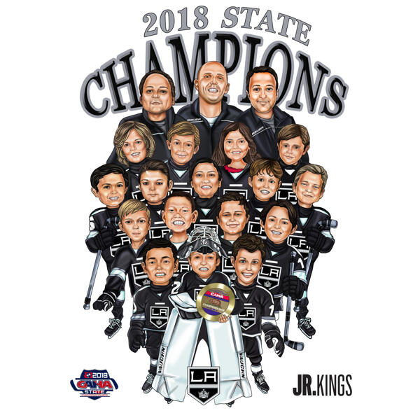 Hockey Champions Team Group Caricature
