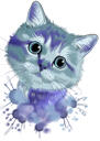 Retrato de gato personalizado de fotos - pintura em aquarela em tons pastel suaves