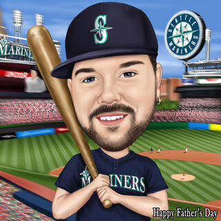 Baseball Caricature from Photos with Stadium Background