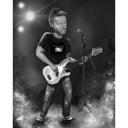 Caricatură de chitarist în stil alb-negru din fotografii