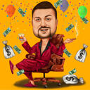 Hombre de dibujos animados con dinero