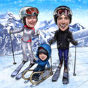 Custom Winter Ski Christmas Caricature