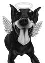 Herdenkingsportret van de hond in zwart-wit