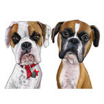Couple de caricatures colorées de bouledogues