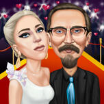 Red Carpet Caricature: Celebrity Couple from Photos