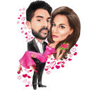 Caricature d'un homme portant une femme, cadeau pour la Saint-Valentin