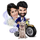 Couple à moto (caricature)