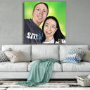 Portret de cuplu în stil colorat, desenat manual din fotografii - imprimare pe pânză