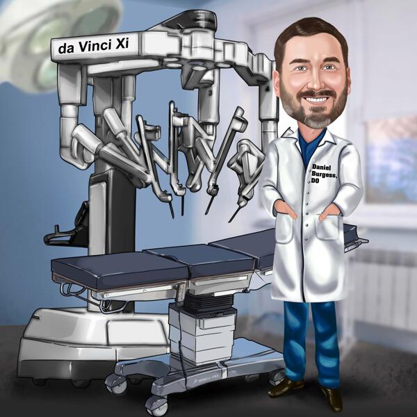 Da Vinči robota ārsta karikatūra