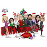 Christmas Staff Caricature with Company Logo