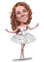 Naine tantsija Cartoon Portree värvilises stiilis fotolt