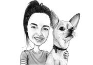 Dog with Owner Portrait from Photos in Black and White