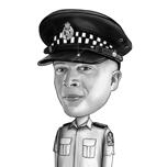 Zwart-wit tekening politieagent