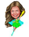 Superhero Girl Caricature Drawing