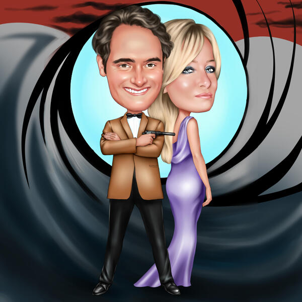 James Bond Couple Cartoon
