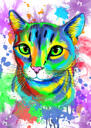 Peinture de portrait de chat personnalisé dans un style aquarelle avec fond