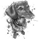 Retrato de perro salchicha de grafito en cuerpo completo, estilo acuarela