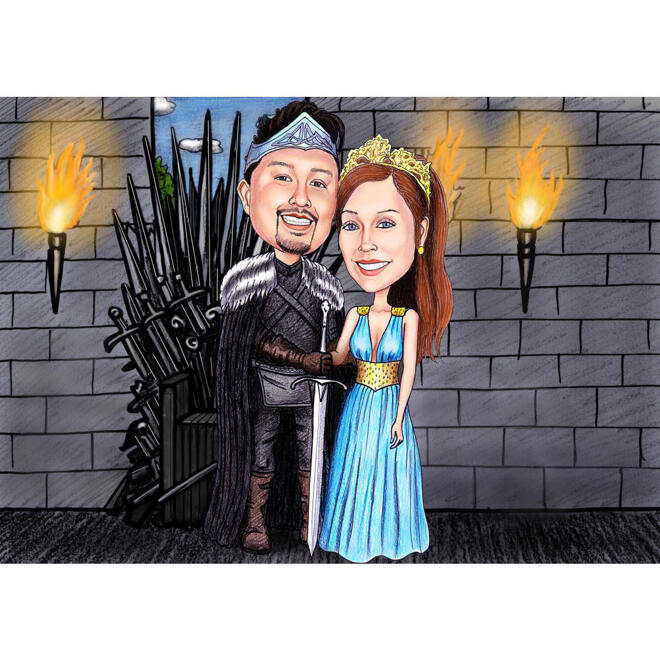 Game of Thrones Couple Caricature