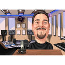 Regalo para podcaster: retrato de caricatura de podcaster a partir de tu foto