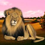 Lauvas karikatūra: digitālais stils
