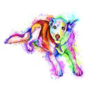 Retrato de perro en acuarela con salpicaduras